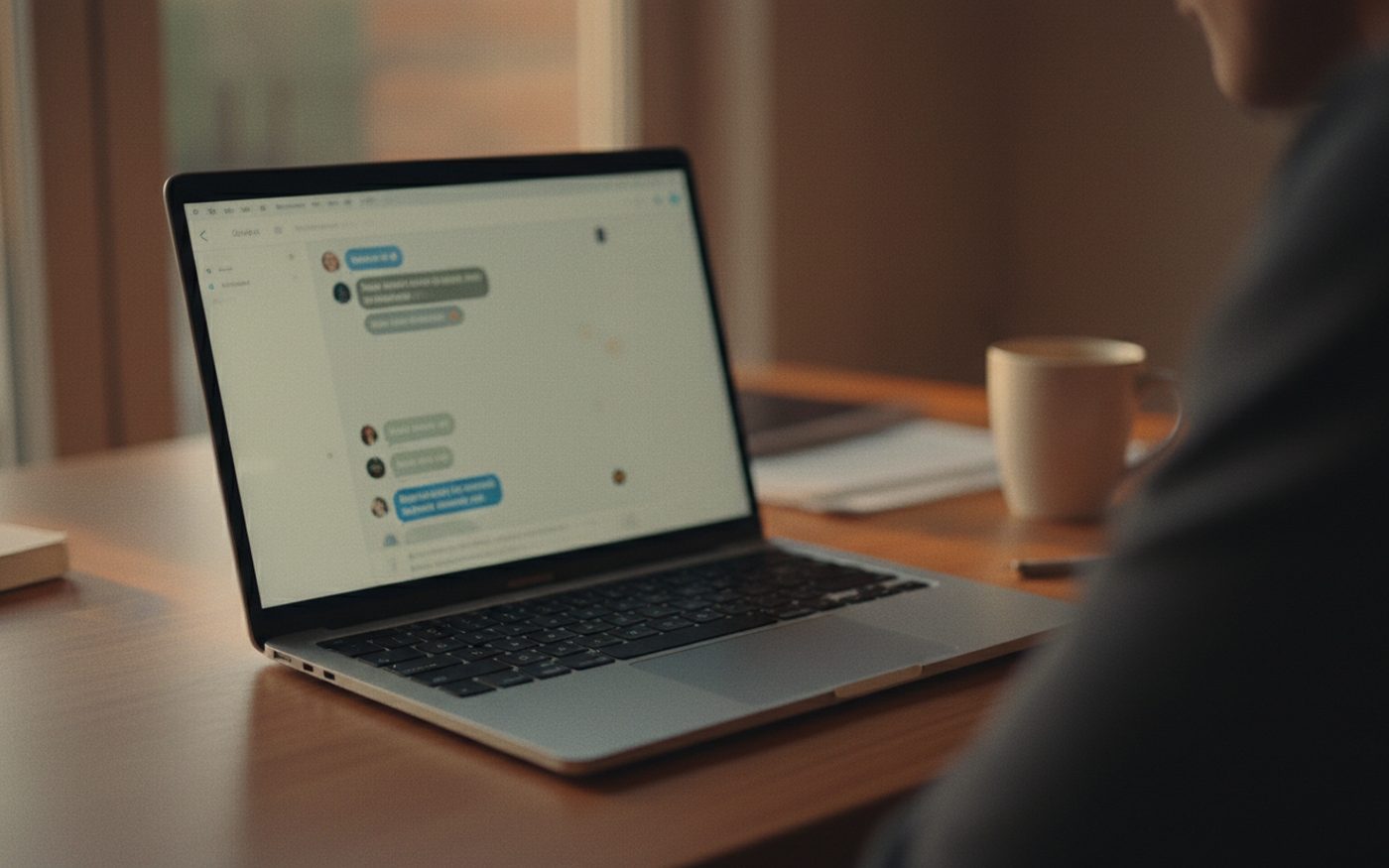 Conversazione con un assistente virtuale sul laptop