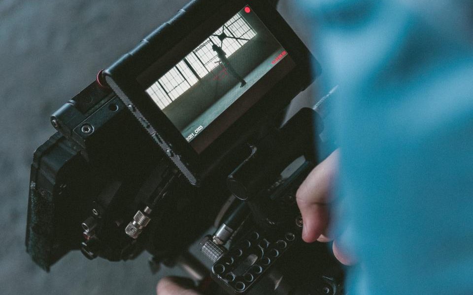 Videocamera professionale in ripresa