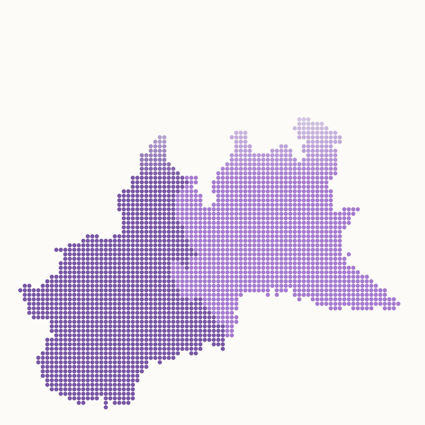 Mappa di Piemonte e Lombardia con Torino evidenziata
