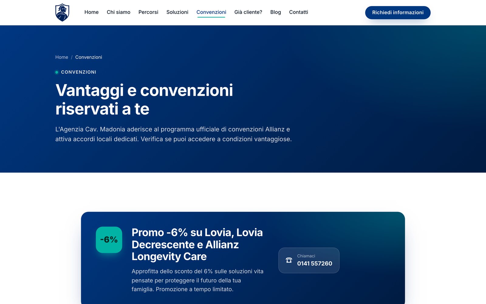 Agenzia Cav. Madonia, una pagina del sito online