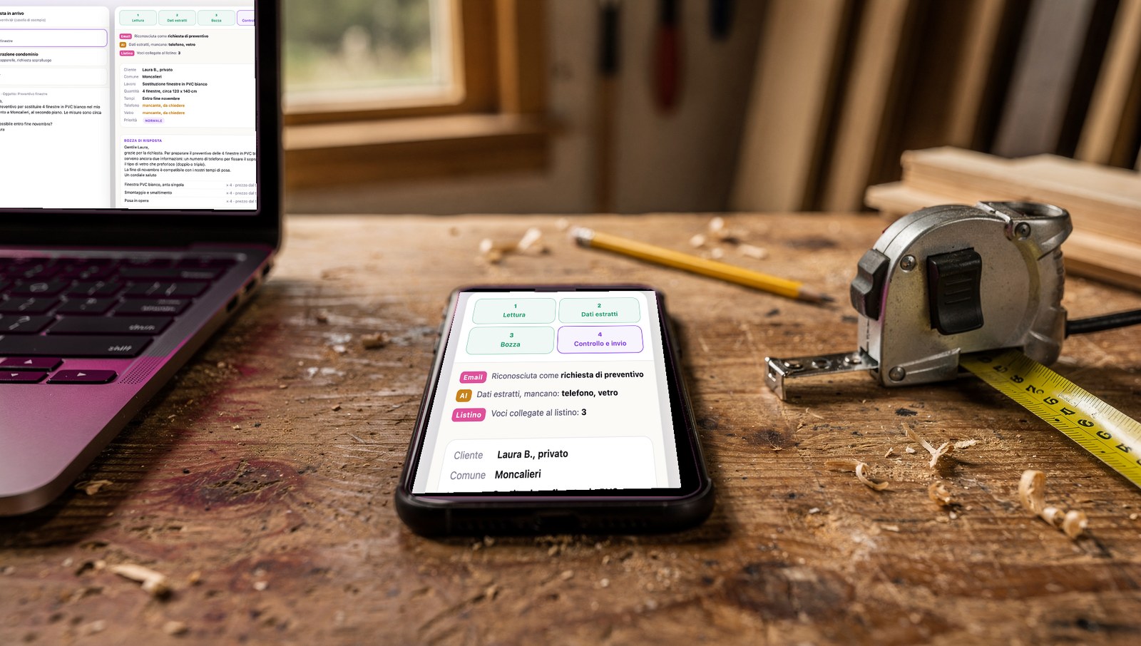 Automazione AI dei preventivi (demo), progetto Scia Digital Studio