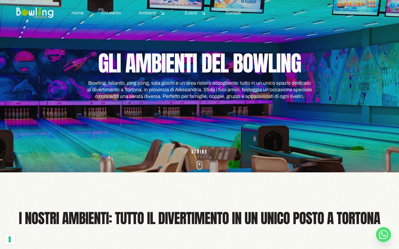Bowling Tortona, una pagina del sito