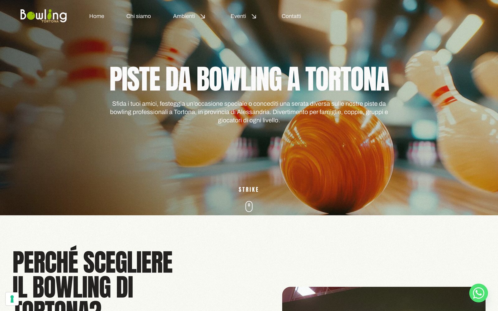 Bowling Tortona, una pagina del sito