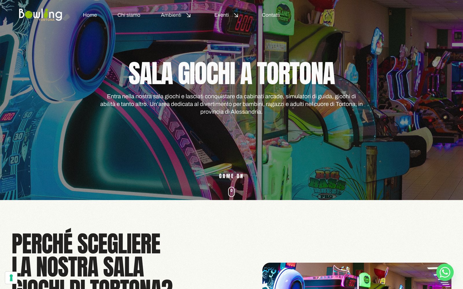 Bowling Tortona, una pagina del sito online