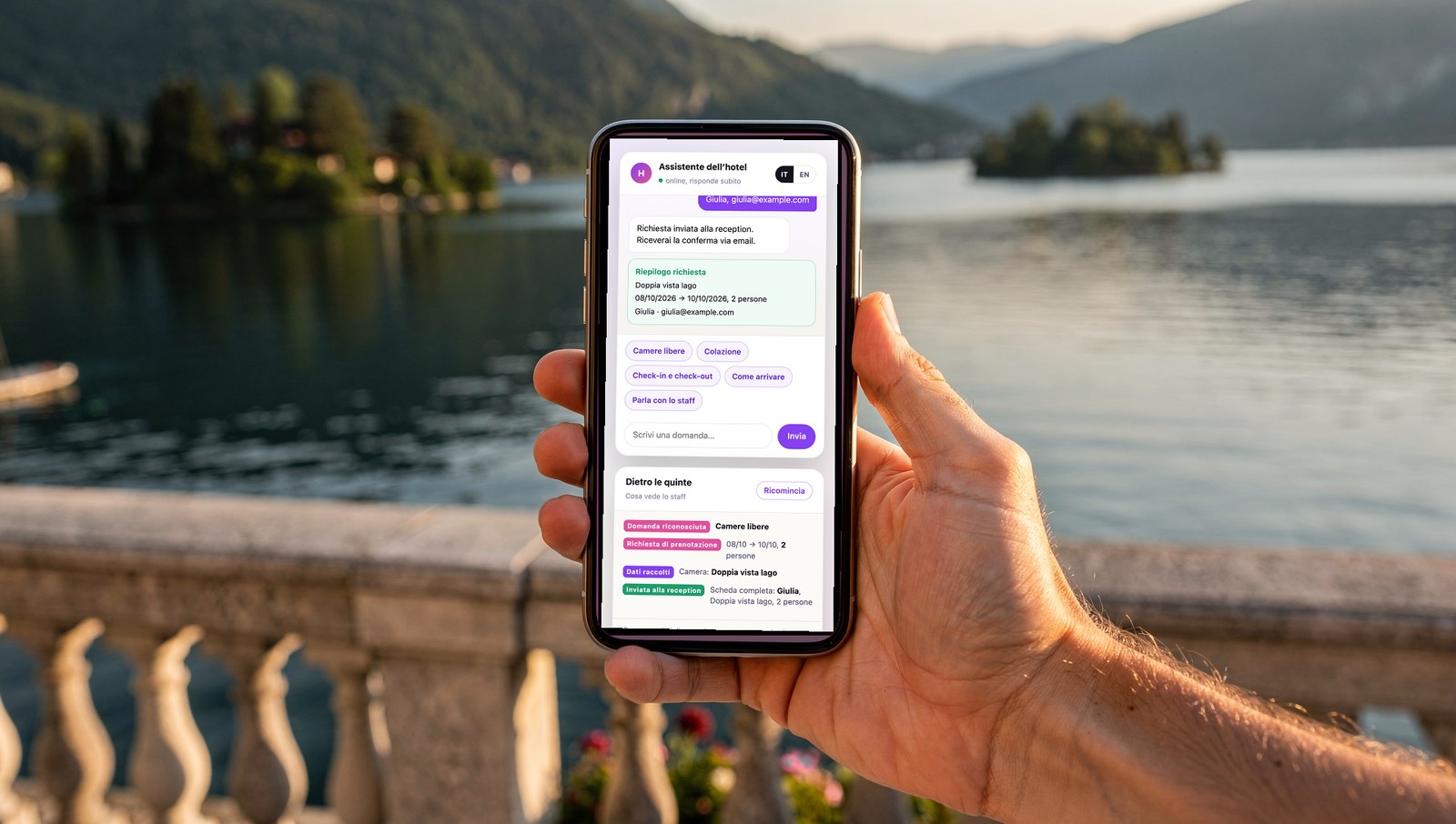 Chatbot AI per un hotel (demo), progetto Scia Digital Studio