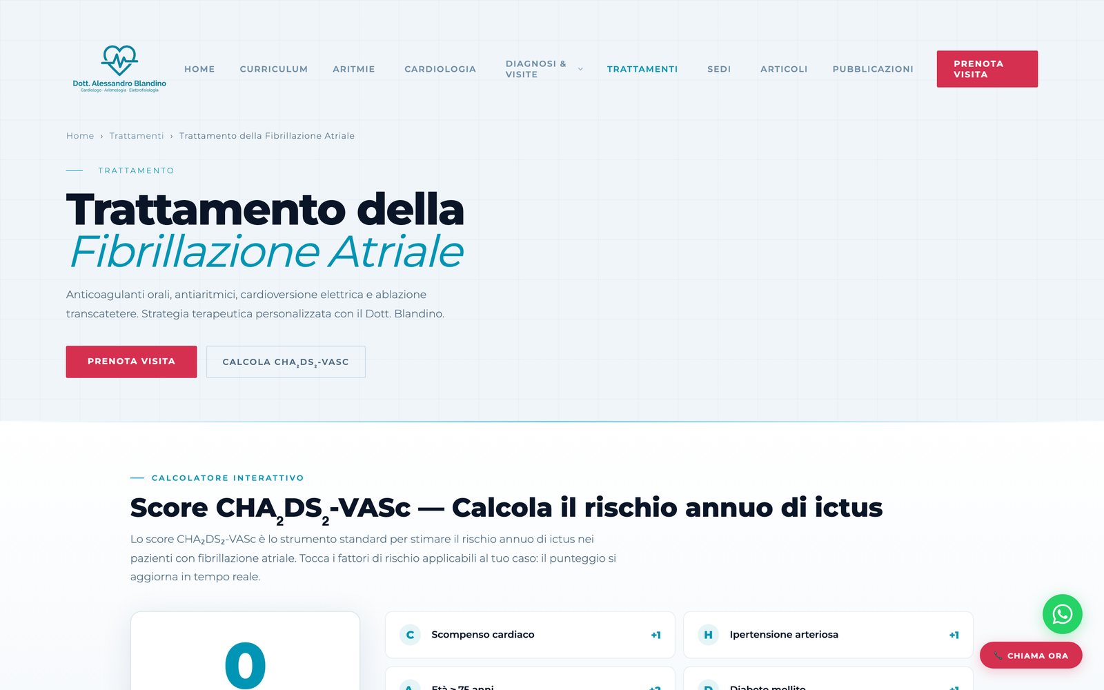 Dott. Alessandro Blandino, una pagina del sito