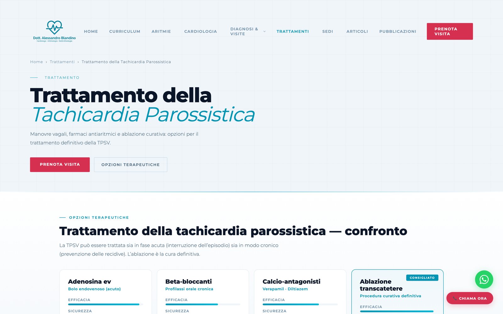Dott. Alessandro Blandino, una pagina del sito online