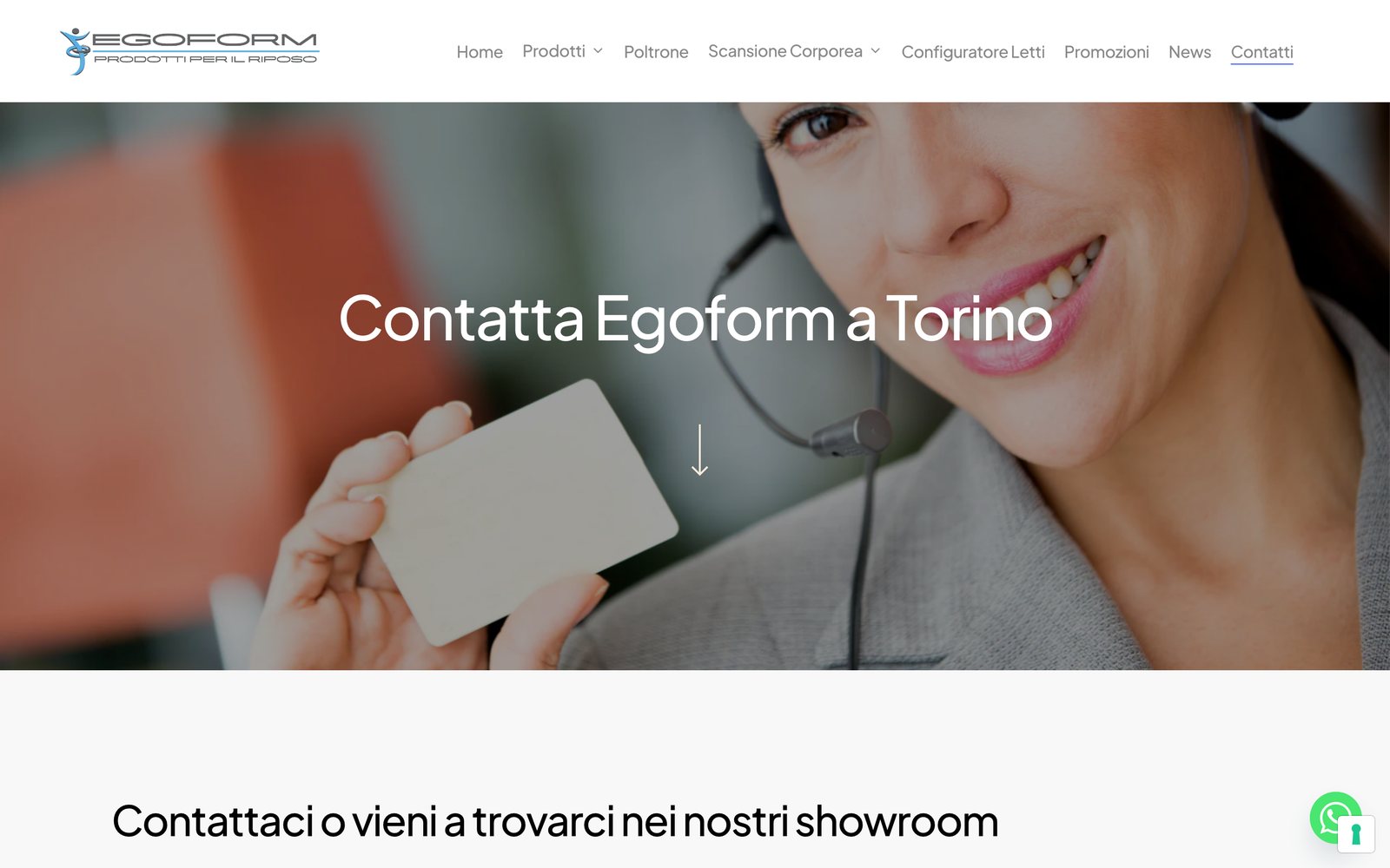 Egoform Poltrone, una pagina del sito