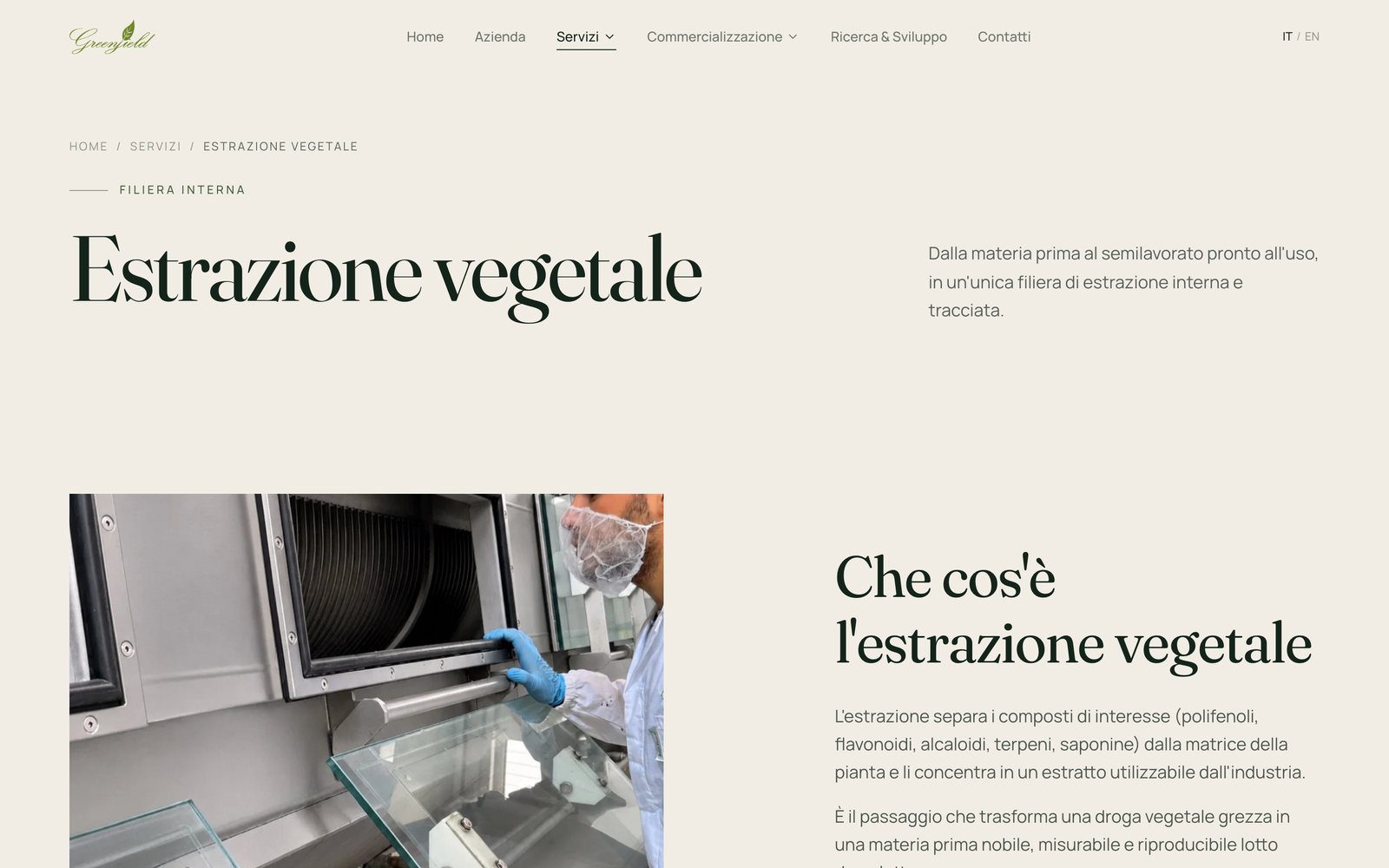 Greenfield Botanicals, una pagina del sito