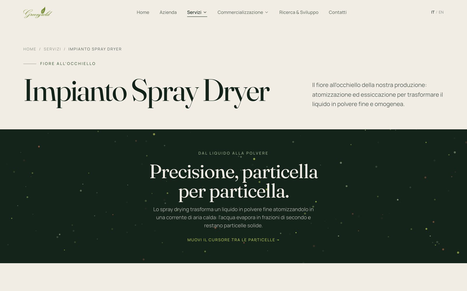 Greenfield Botanicals, una pagina del sito online