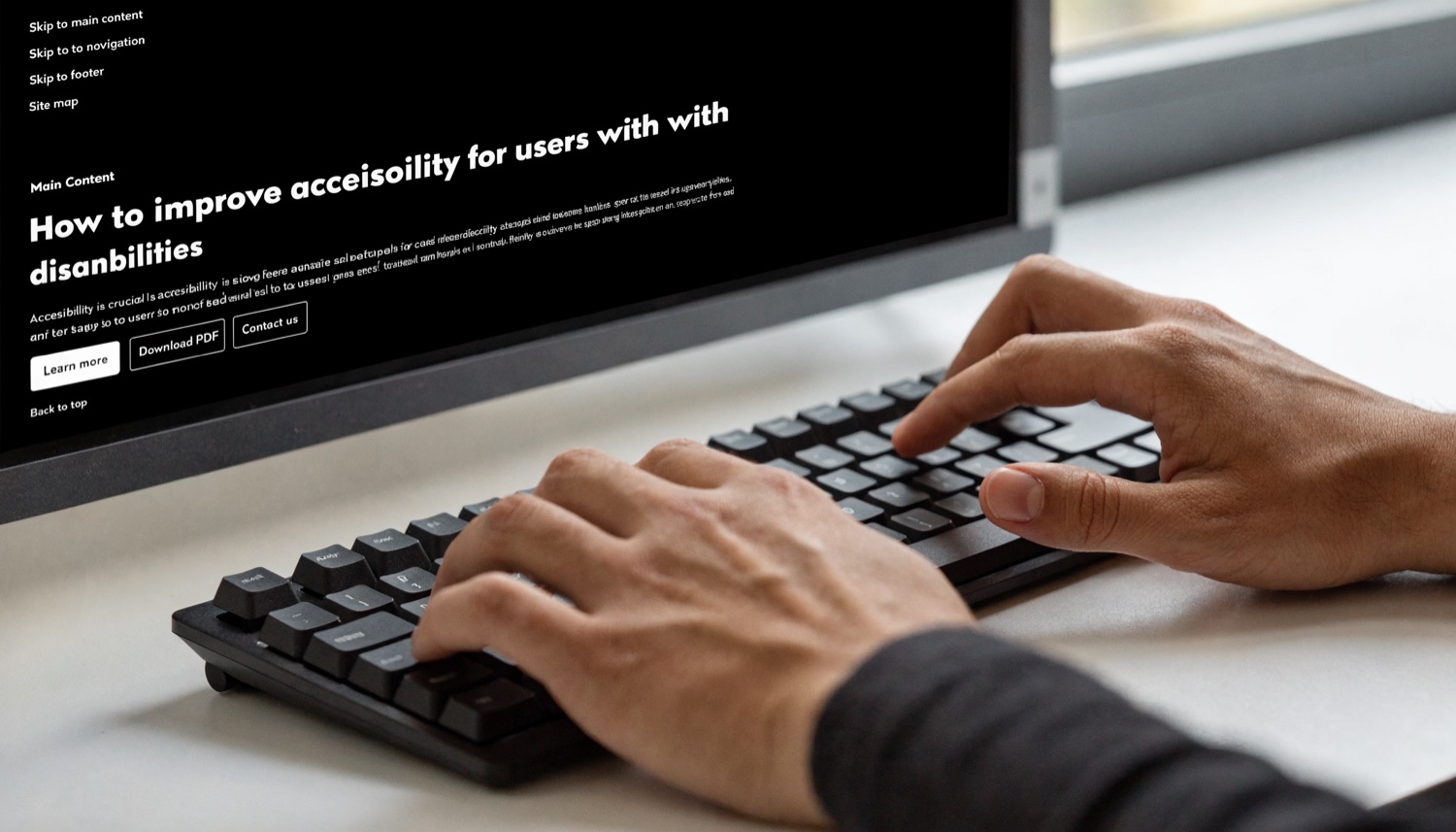 Navigazione accessibile da tastiera con interfaccia ad alto contrasto