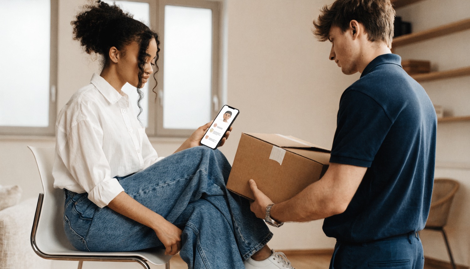 Cliente assistito da un agente AI mentre riceve un ordine